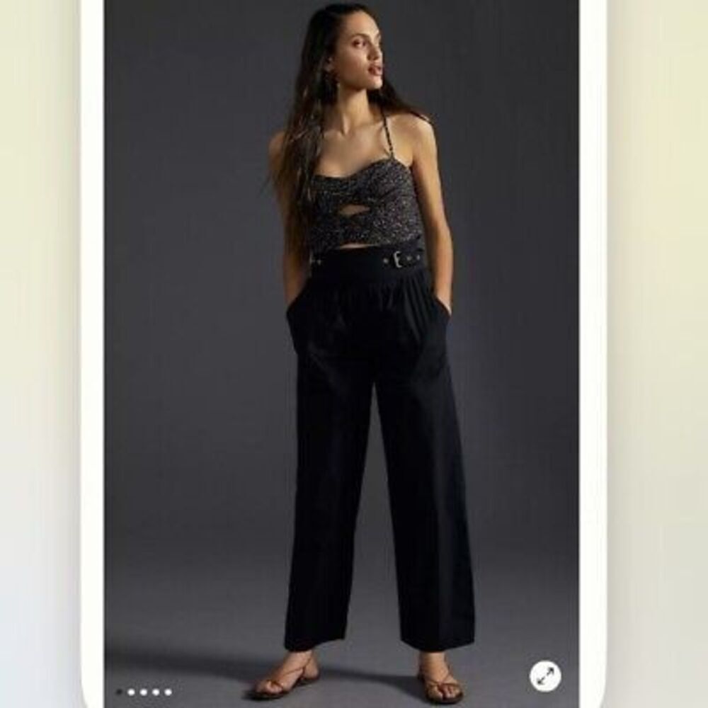 Llani x Anthropologie Belted Wide Leg Pants in Black NEW Size XL